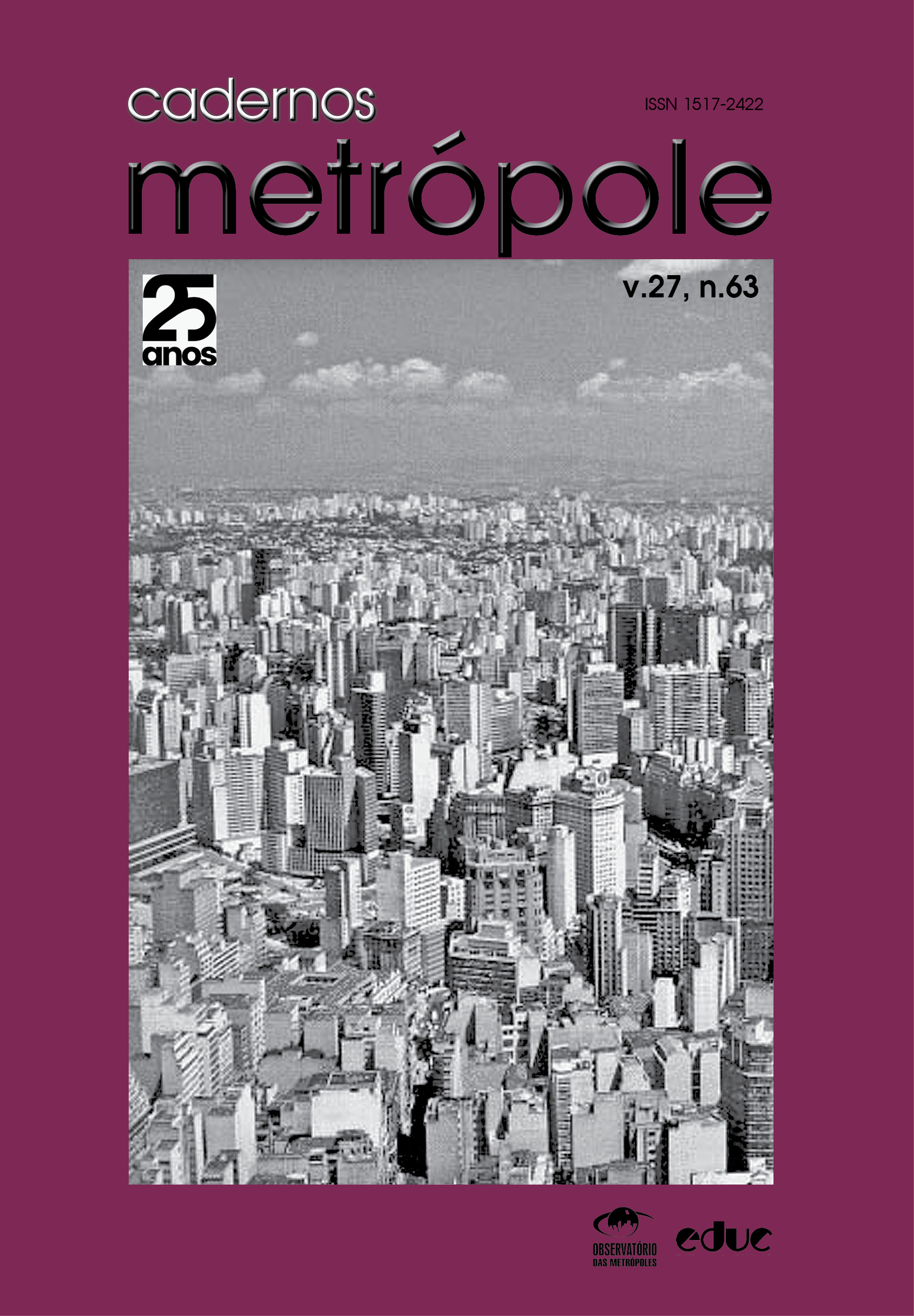 Cadernos Metrópole volume 27 número 63