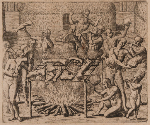 Fonte: Coleção Brasiliana Itaú – gravura, 33 x 24,5 cm – Théodore De Bry. Reproduzida a partir do catálogo da coleção. 